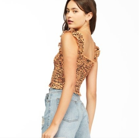 Billabong Crop Top Women's Small Brown Animal Print Sleeveless Stretch Casual - Picture 2 of 9